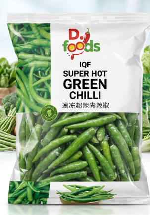 D. Foods IQF Super Hot Green Chilli-200g